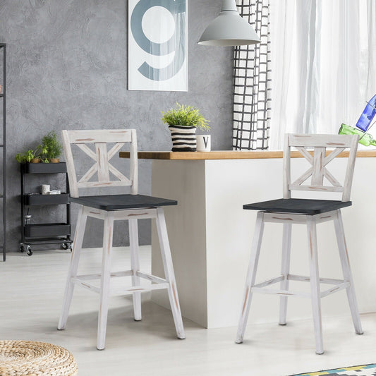 Set of 2 360-Degree Swivel Bar Stools for Home Restaurant - Tampa Home & Garden Store