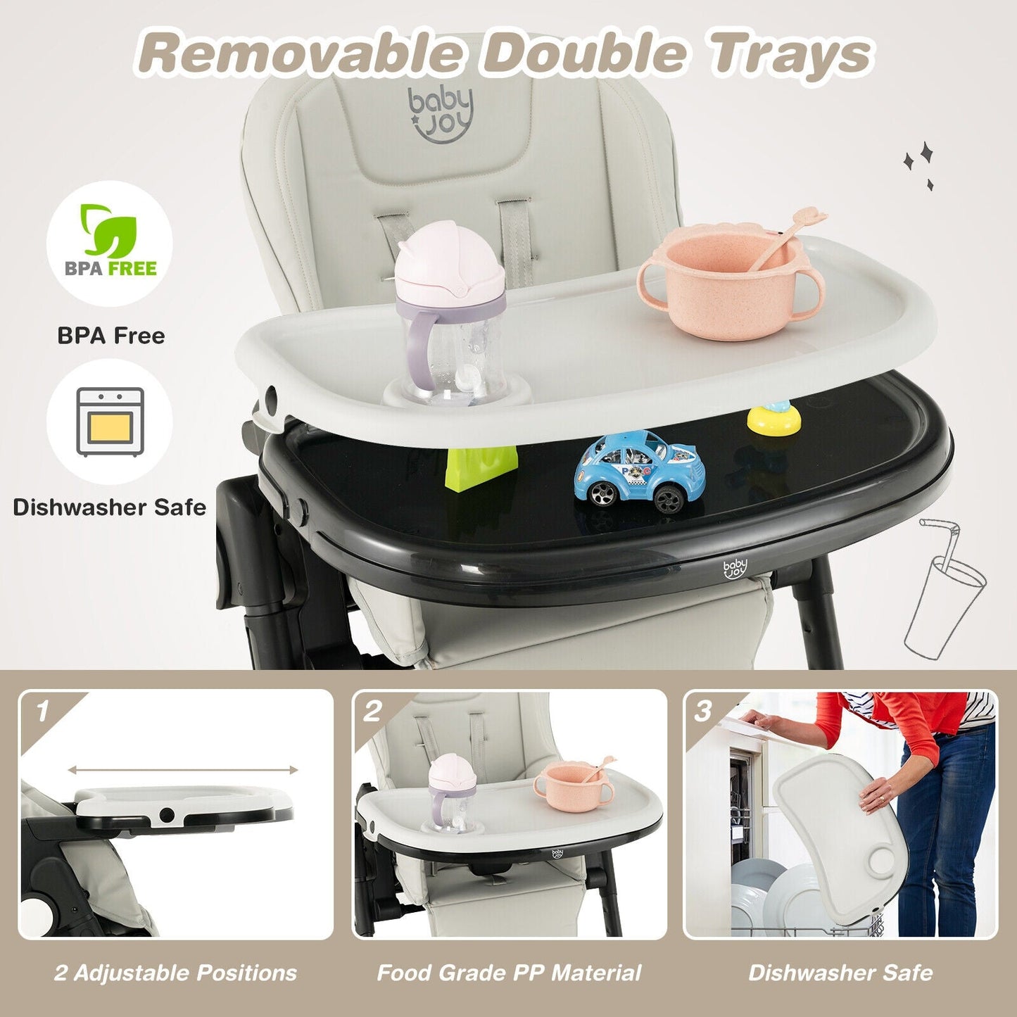 4-in-1 Baby High Chair with 6 Adjustable Heights