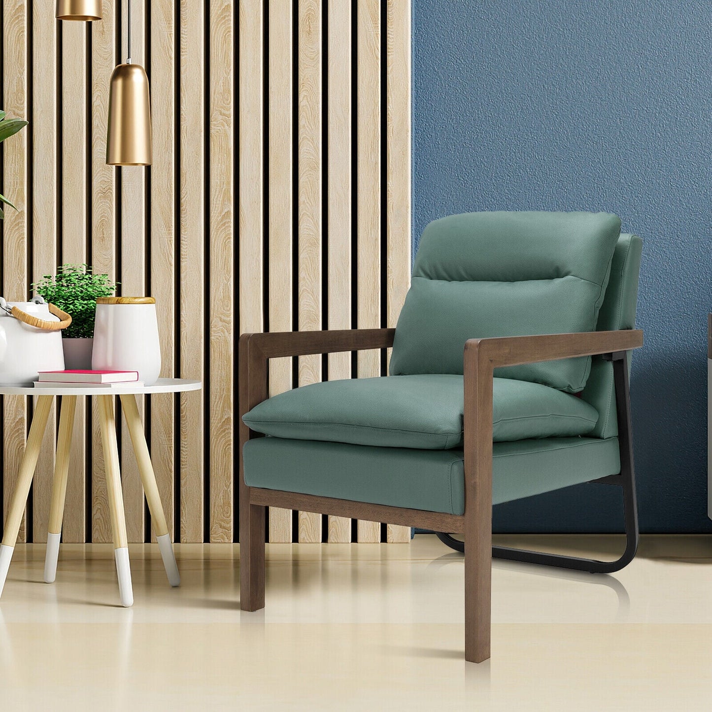 Sillón individual con respaldo y asiento acolchados extra gruesos - Verde