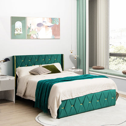 Base de cama de plataforma tapizada tamaño Queen/matrimonial con cabecera ajustable-Matrimonial
