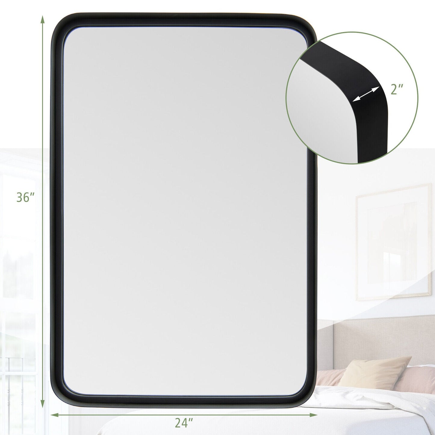 Espejo de baño rectangular con montaje en pared - Espejo de tocador-L