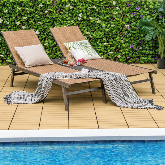 2-Person Patio Chaise Lounge with Middle Panel-Brown - Tampa Home & Garden Store