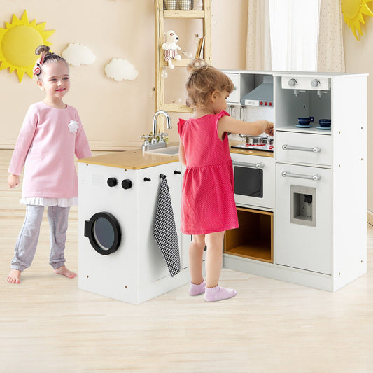 2-Pieces Wooden Kids Kitchen Playset with Light and Sound - Tampa Home & Garden Store