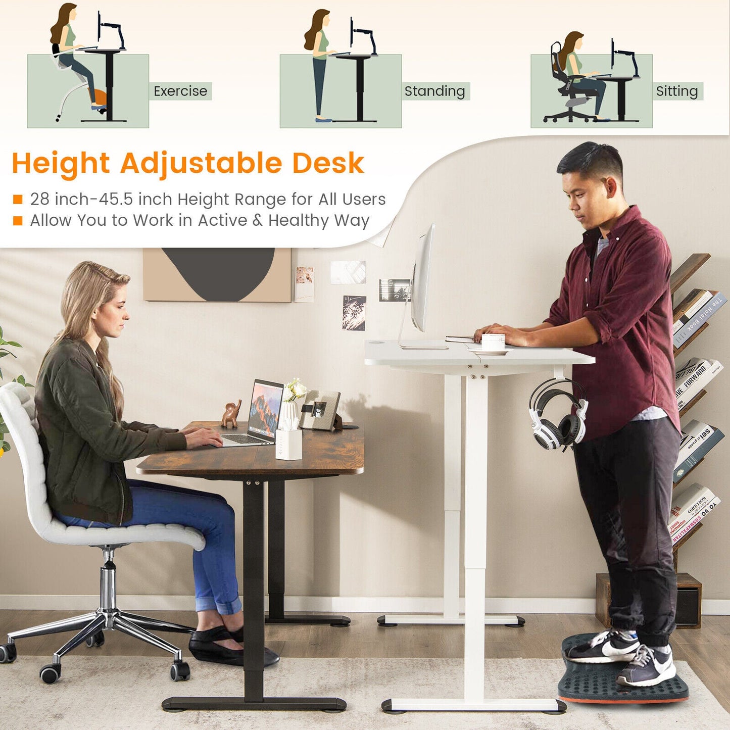 Electric Standing Desk Adjustable Stand up Computer Desk Anti-collision-Natural