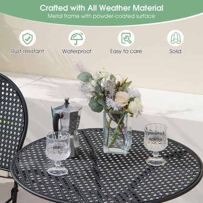 Juego de bistro para patio de 3 piezas, muebles de conversación para exteriores, mesa y silla plegable