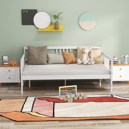 Base de cama nido de tamaño completo de madera con barandillas - Blanca