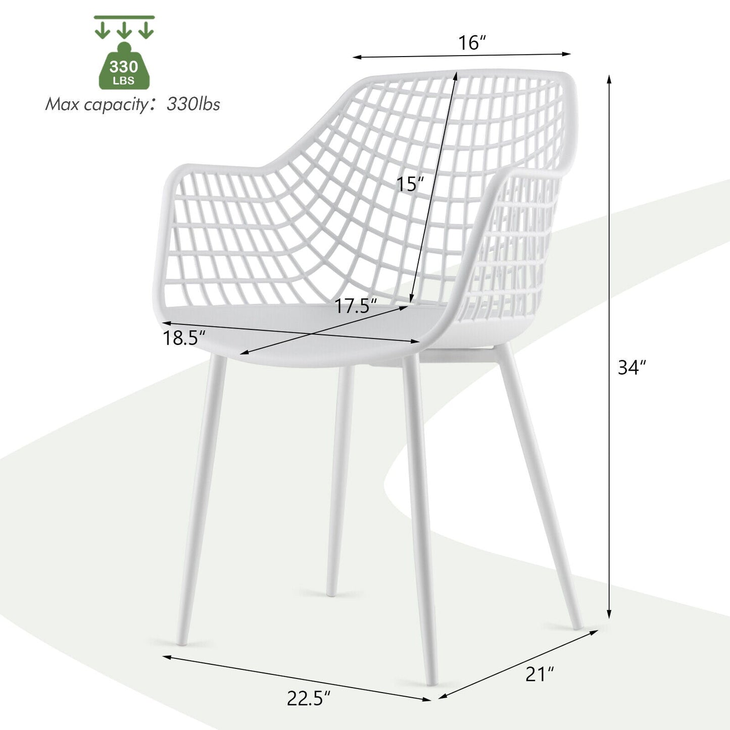 Set of 4 Heavy Duty Modern Dining Chair with Airy Hollow Backrest-Black