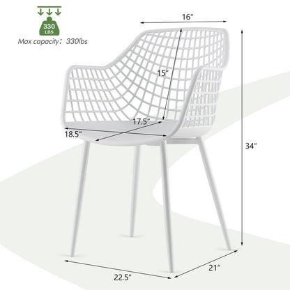 Set of 4 Heavy Duty Modern Dining Chair with Airy Hollow Backrest-Black
