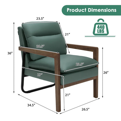 Sillón individual con respaldo y asiento acolchados extra gruesos - Verde