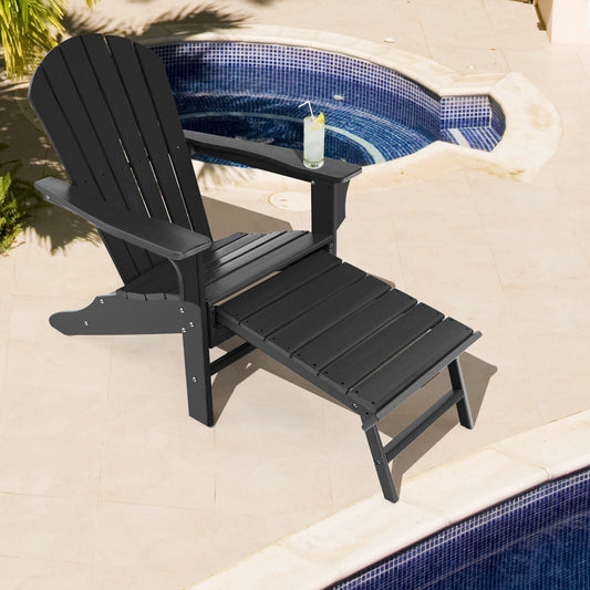 Patio HDPE Adirondack Chair with Retractable Ottoman - Tampa Home & Garden Store