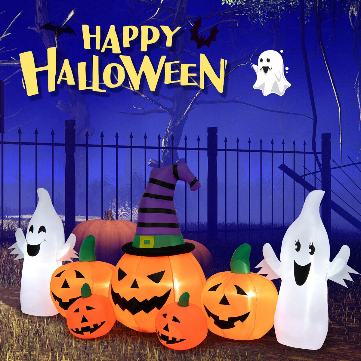 9 ft Halloween Inflatable pumpkins with 2 ghosts, DirectDeals yard decor on Tampa Home & Garden Store