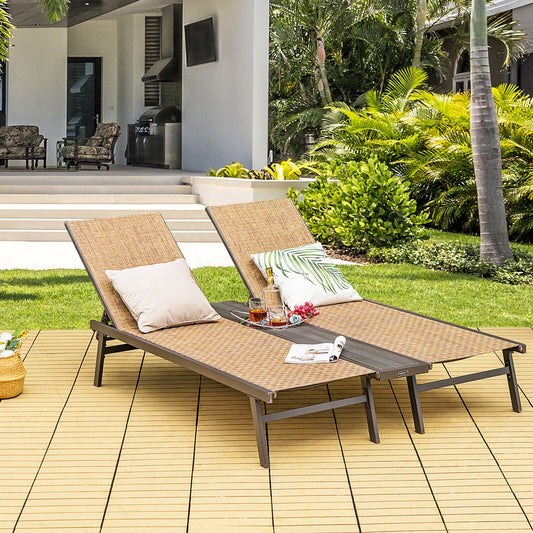 2-Person Patio Chaise Lounge with Middle Panel-Brown - Tampa Home & Garden Store