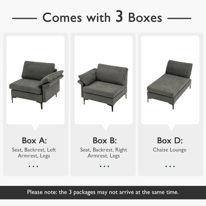 Extra Large Modular L-shaped Sectional Sofa with Reversible Chaise for 4-5 People