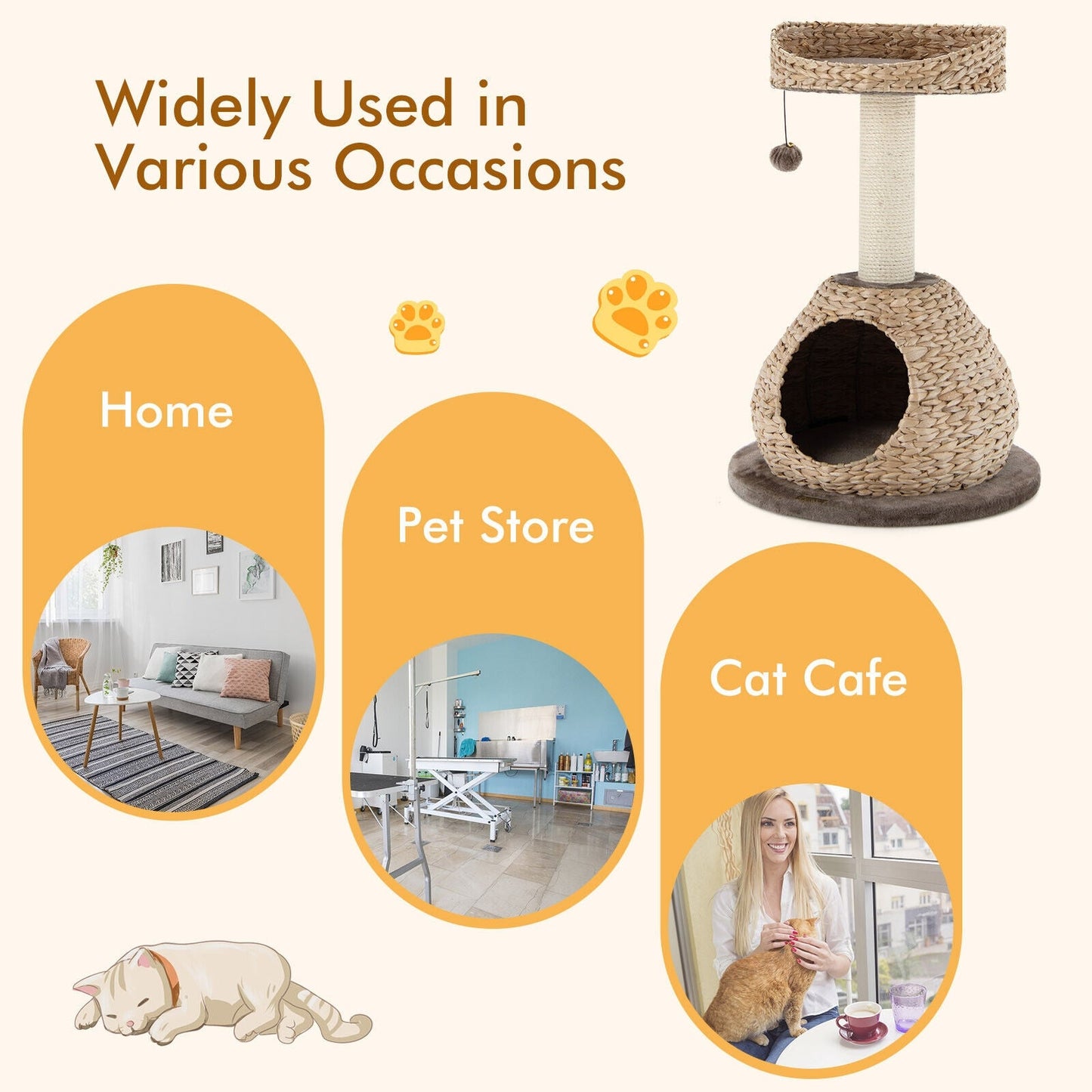 28 Inches Hand-Made Cat Tree Tower with Jump Platform