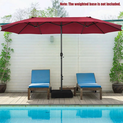 Double Sided Patio Umbrella Adjustable Tilt Crank