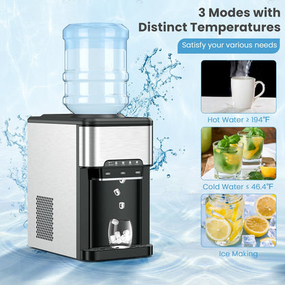 Dispensador de agua 3 en 1 con máquina de hielo incorporada y 3 ajustes de temperatura - Plateado