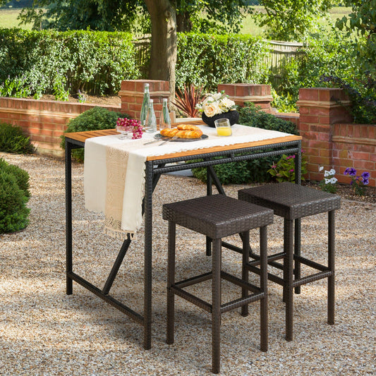 2 Pieces Patio Rattan Wicker Bar Stool Chairs-Brown - Tampa Home & Garden Store