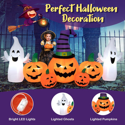 DirectDeals 9 ft Halloween inflatable orange pumpkin display with 2 ghosts, LED lit decor on Tampa Home & Garden Store