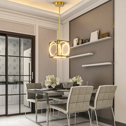 Lámpara colgante LED moderna con suspensor ajustable de 42 pulgadas - Dorada