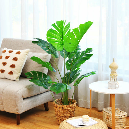 Árbol de Monstera Deliciosa Artificial de 4 Pies con 10 Hojas de Diferentes Tamaños
