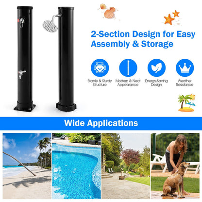 7.2 ft solar-heated outdoor shower by GemGear with free-rotating head, 2-section design on Tampa Home & Garden Store