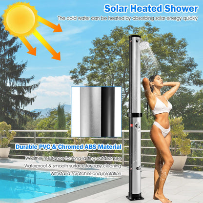 7.2 ft GemGear solar-heated outdoor shower with free-rotating head, stainless steel pole by pool on Tampa Home & Garden Store