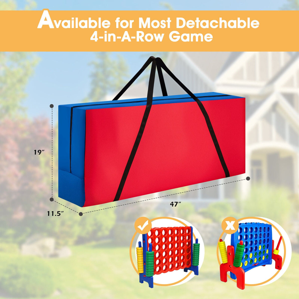 Giant carry bag for 4-in-a-row game, red front and blue sides, durable zipper DirectDeals on Tampa Home & Garden Store