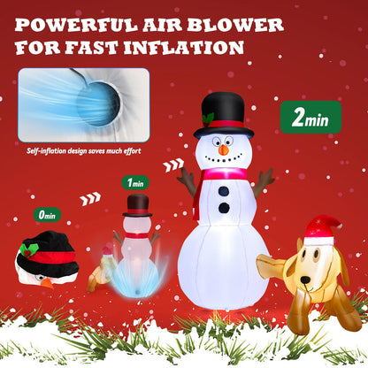 6 ft inflatable snowman and dog set with LED lights, top hat and red scarf by DirectDeals on Tampa Home & Garden Store