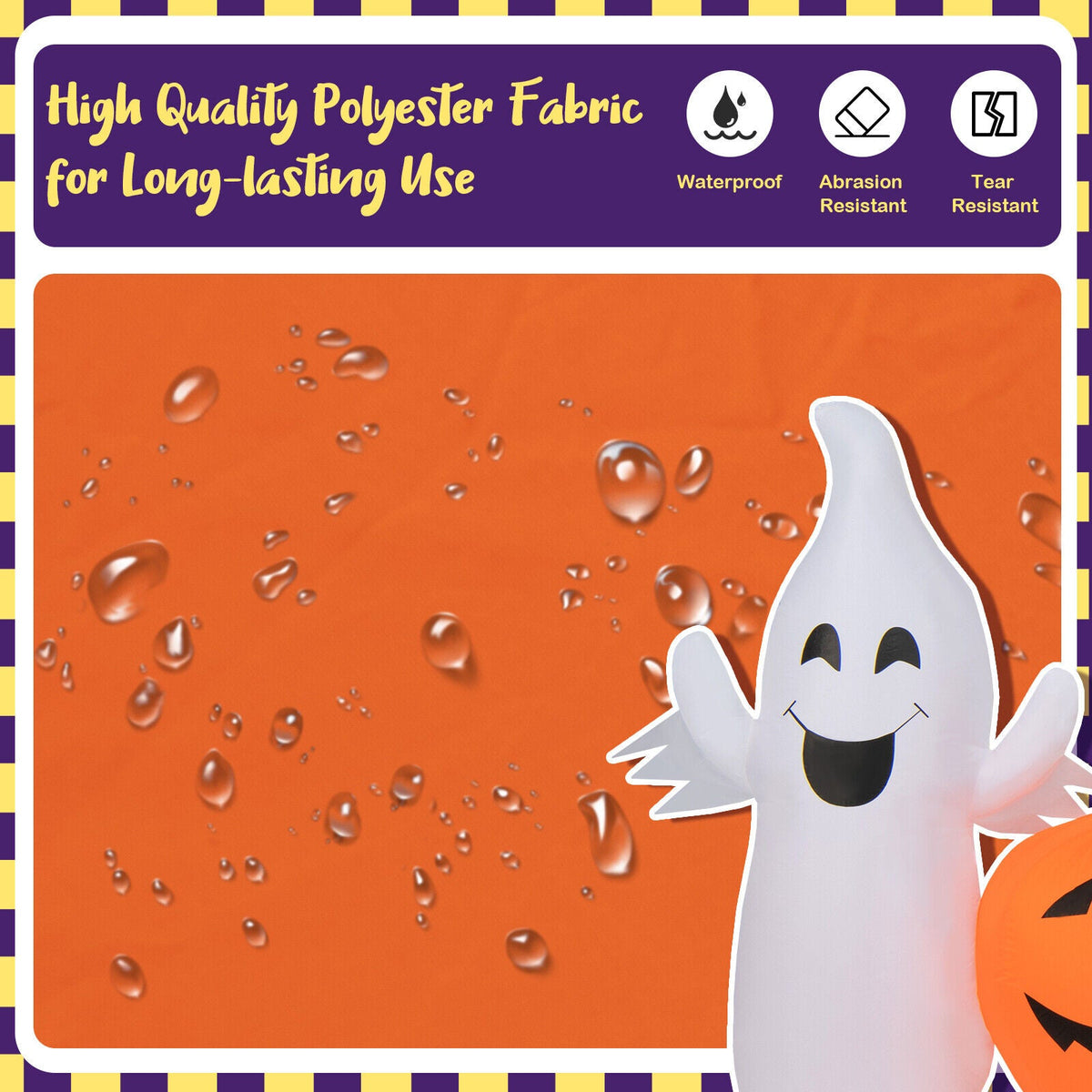 9 Feet Long Halloween Inflatable Pumpkins with 2 Ghosts by DirectDeals, orange decor on Tampa Home & Garden Store
