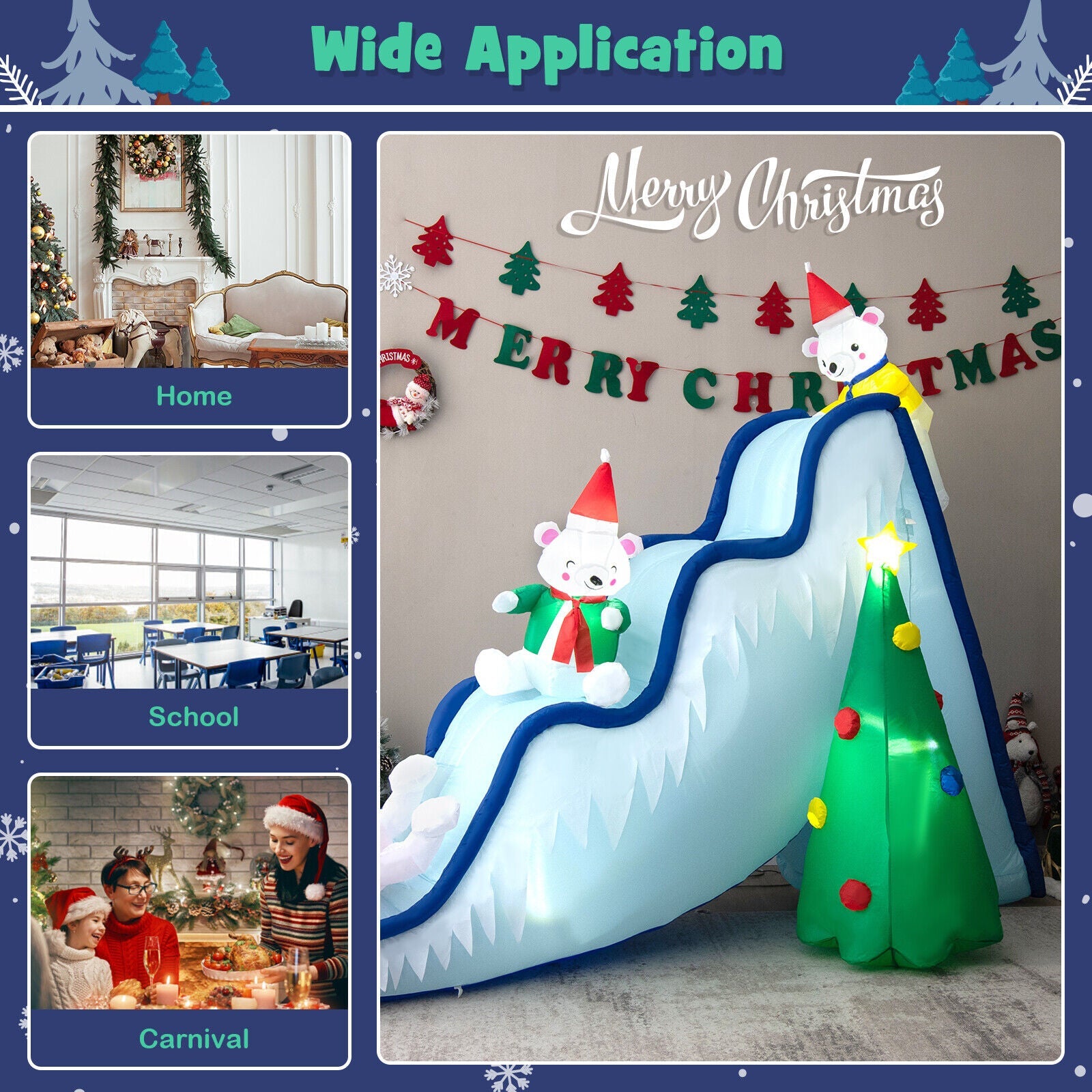 9 ft inflatable polar bear slide with LED lights for Christmas party decor DirectDeals on Tampa Home & Garden Store
