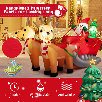 DirectDeals 7.2ft inflatable Santa on red sleigh pulled by two reindeer with LED lights on Tampa Home & Garden Store