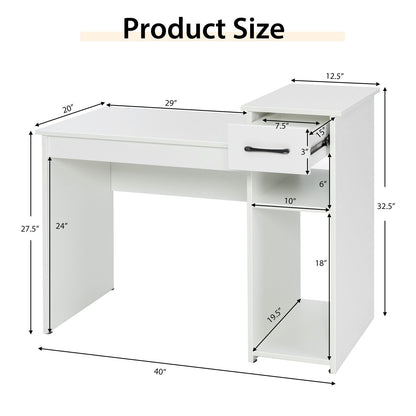 Escritorio para computadora portátil con cajón y estante - Blanco