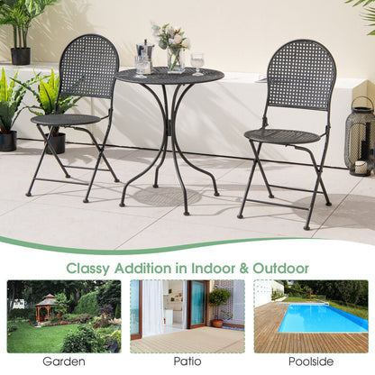 Juego de bistro para patio de 3 piezas, muebles de conversación para exteriores, mesa y silla plegable