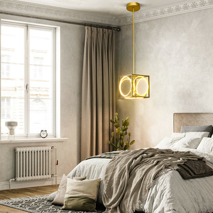 Lámpara colgante LED moderna con suspensor ajustable de 42 pulgadas - Dorada