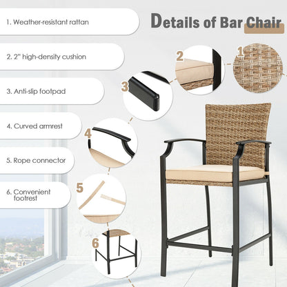 32 Inches Outdoor Steel Square Bar Table with Powder-Coated Tabletop