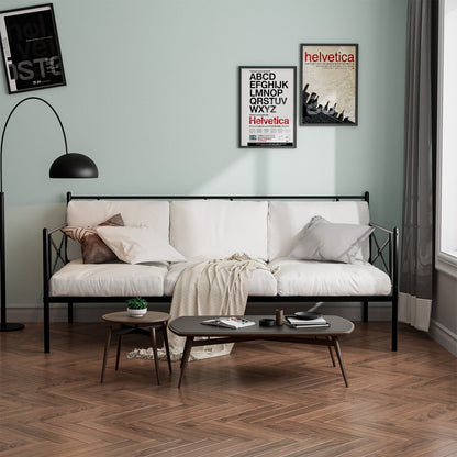Metal Daybed Twin Bed Frame Stable Steel Slats Sofa Bed