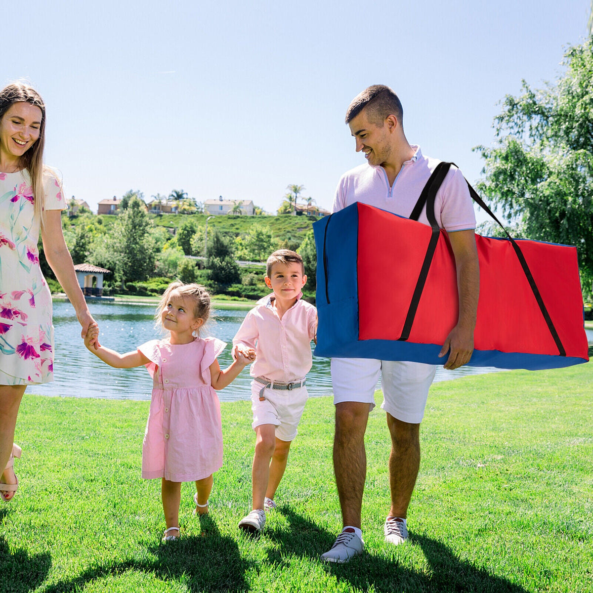 Giant carry storage bag for 4 in a row game by DirectDeals, durable zipper, red and blue on Tampa Home & Garden Store