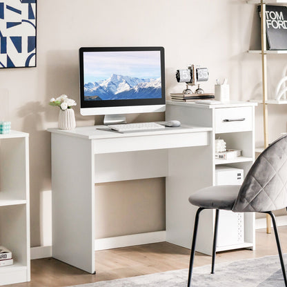 Escritorio para computadora portátil con cajón y estante - Blanco