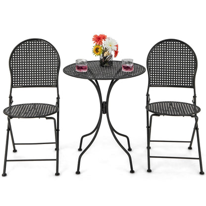 Juego de bistro para patio de 3 piezas, muebles de conversación para exteriores, mesa y silla plegable