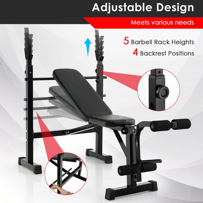 DirectDeals adjustable weight bench and barbell rack set with plate post, black steel frame on Tampa Home & Garden Store
