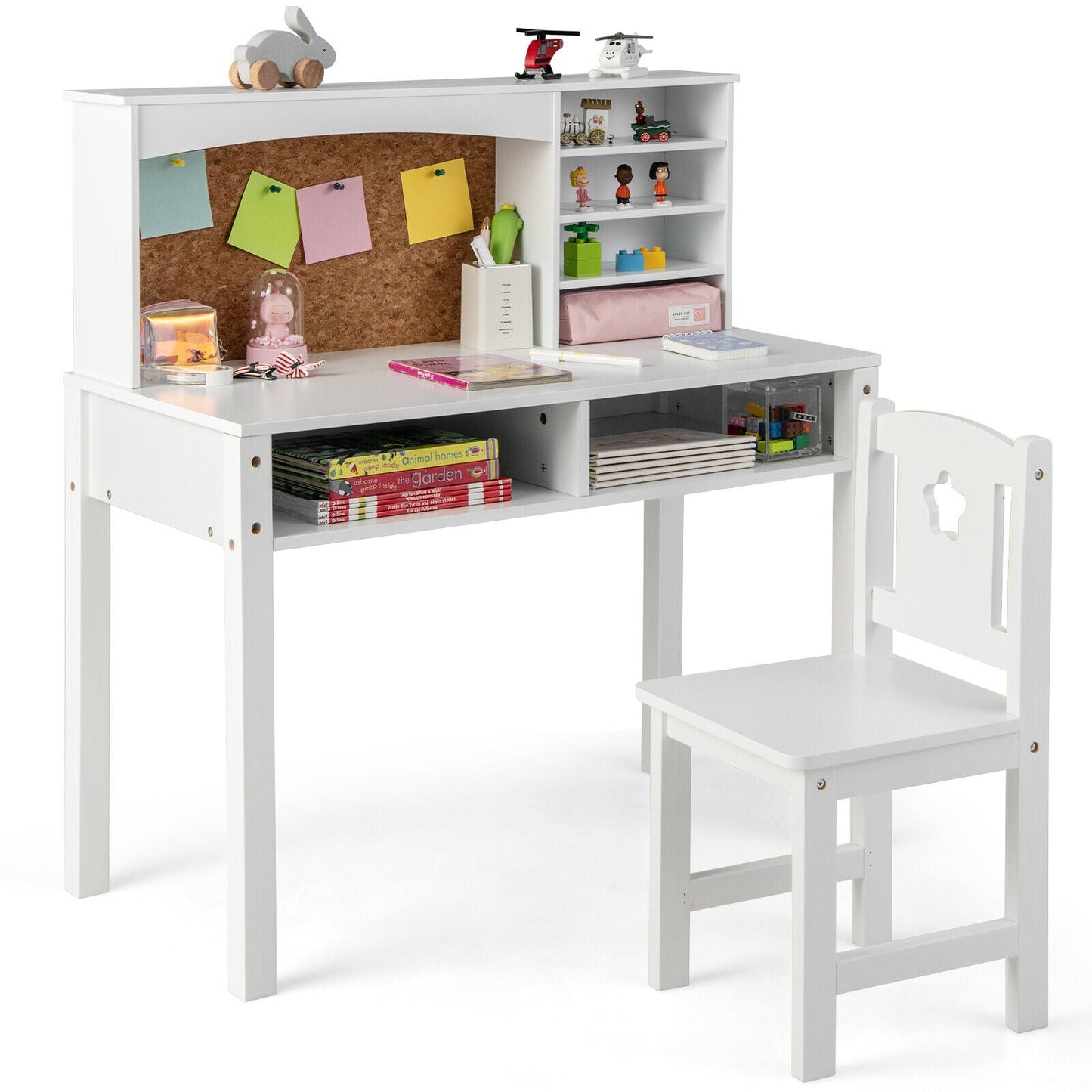 Kids Desk and Chair Set with Hutch and Bulletin Board for 3+ Kids - Tampa Home & Garden Store