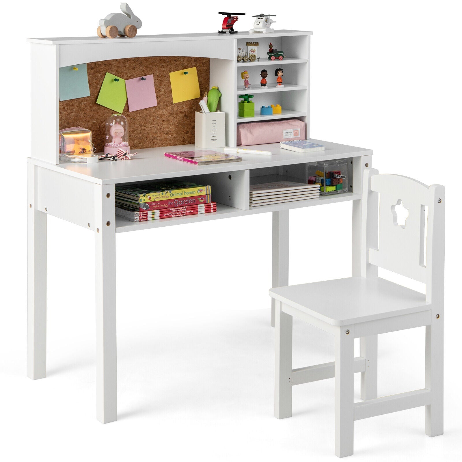 Kids Desk and Chair Set with Hutch and Bulletin Board for 3+ Kids - Tampa Home & Garden Store