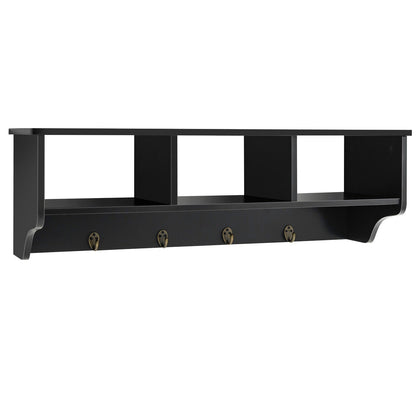 Wall Mount Cubby Organizer Hooks Entryway Storage Shelf