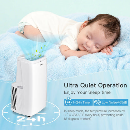 Aire acondicionado portátil 3 en 1 de 9000 BTU con control remoto-Blanco