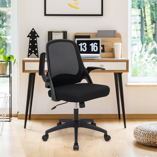 Adjustable Mesh Office Chair Rolling Computer Desk Chair with Flip-up Armrest-Black - Tampa Home & Garden Store