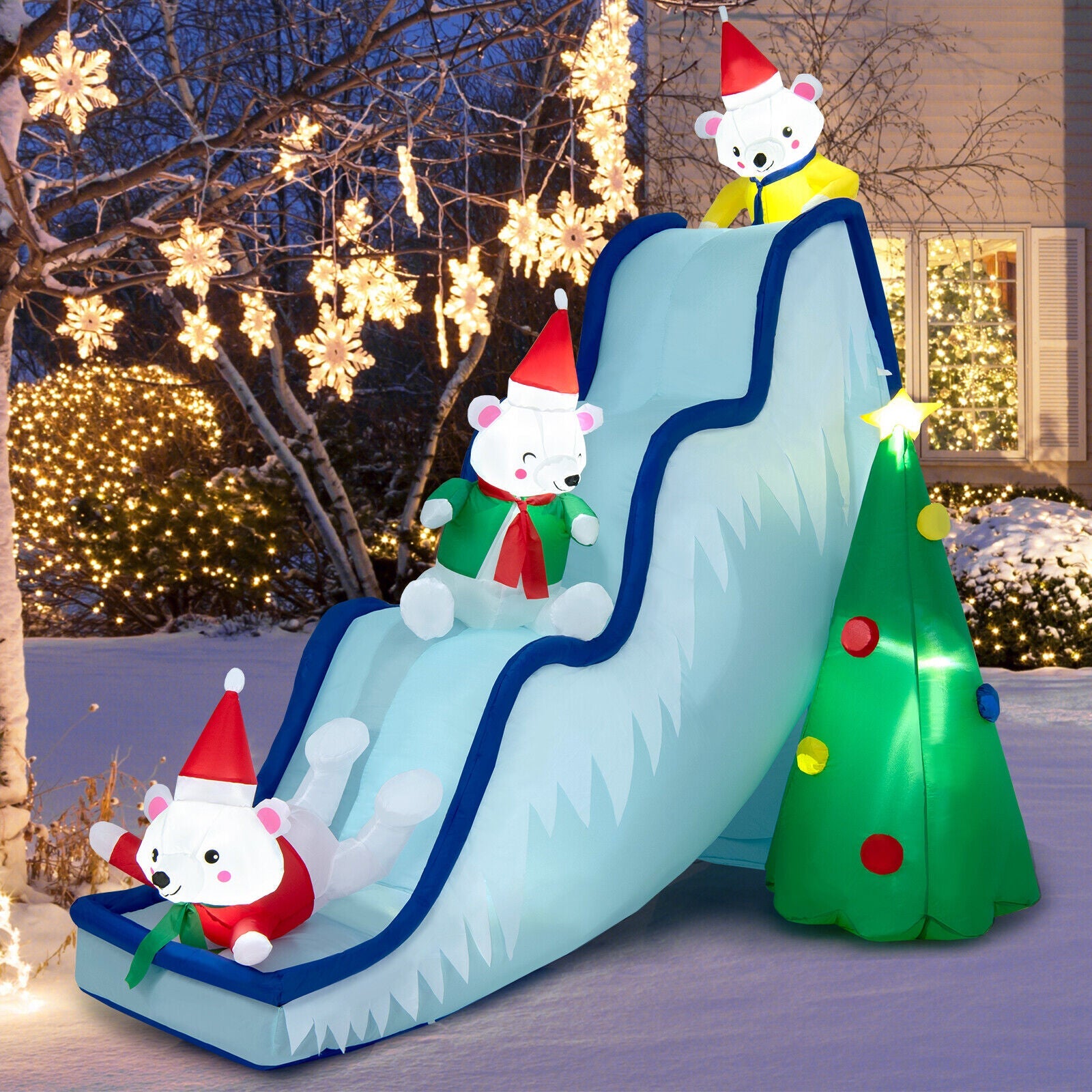 9 ft inflatable polar bear slide with LED lights, DirectDeals inflatable party decoration on Tampa Home & Garden Store