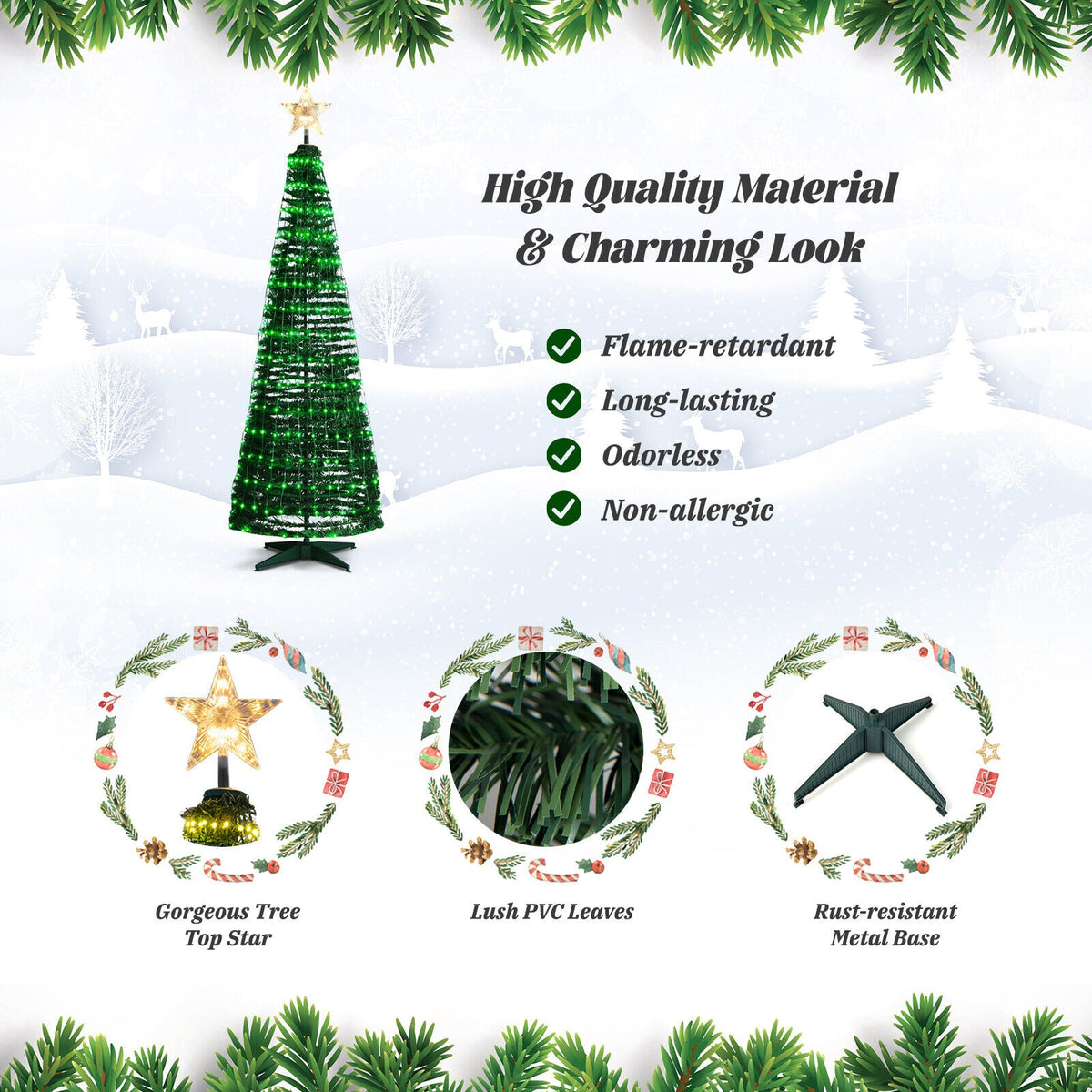 6.2 Feet Pop-up Lighted Christmas Tree with 282 RGB LED Lights, green by DirectDeals on Tampa Home & Garden Store