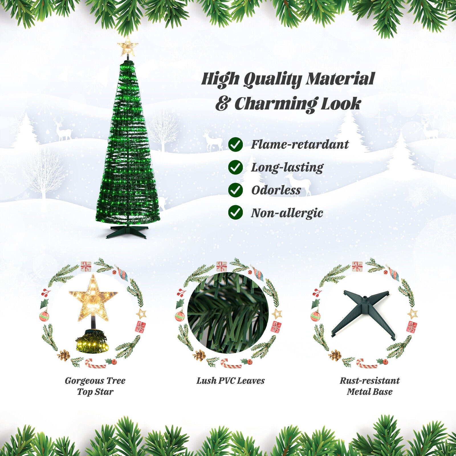 6.2 Feet Pop-up Lighted Christmas Tree with 282 RGB LED Lights, green by DirectDeals on Tampa Home & Garden Store