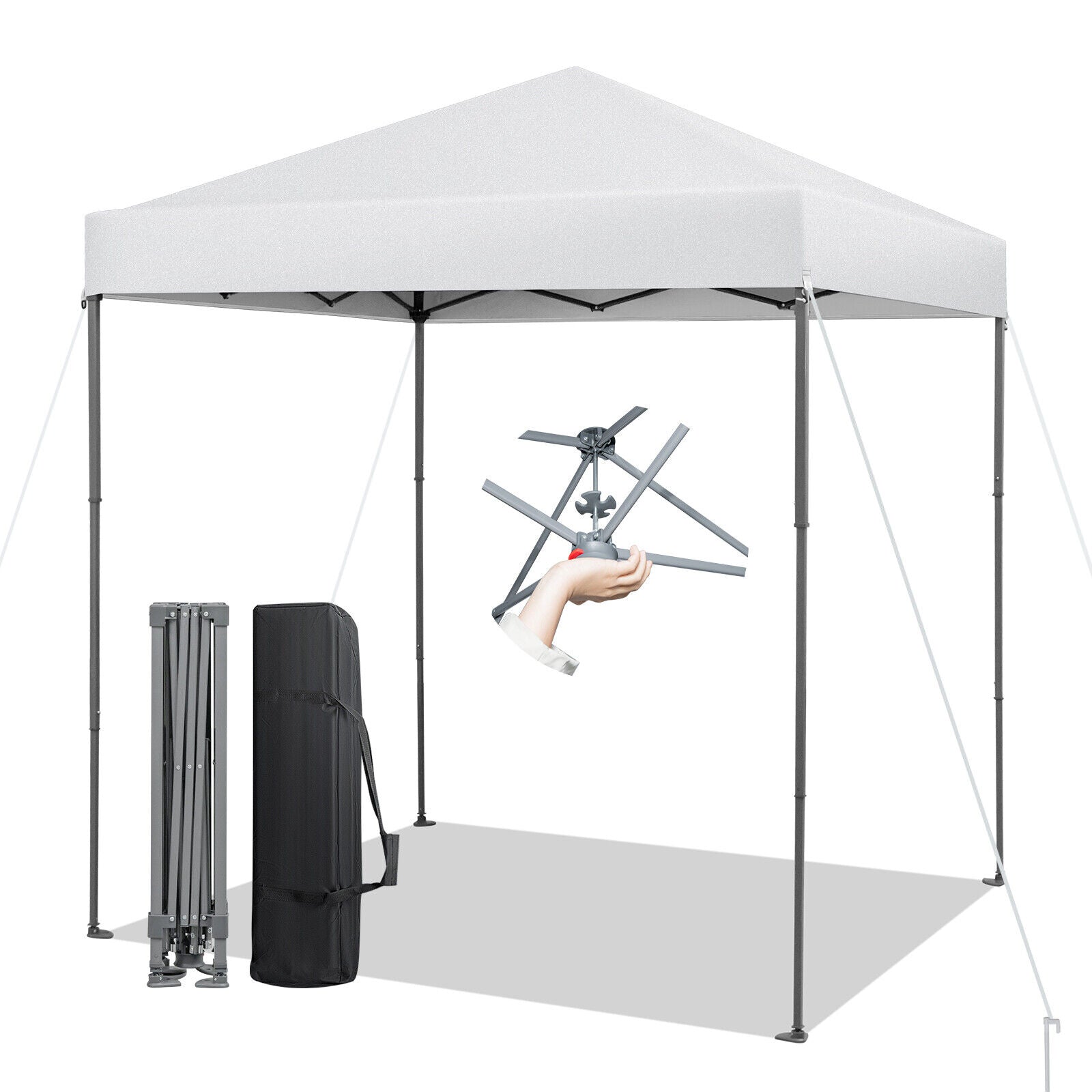 GemGear 6.6x6.6 ft white canopy pop-up tent with UPF 50+ sun protection carry bag on Tampa Home & Garden Store