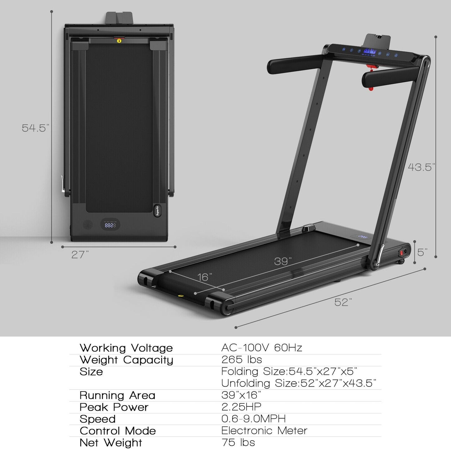 2-in-1 Folding Treadmill with Dual LED Display